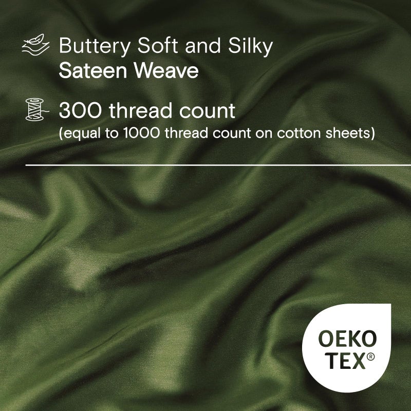Sijo AiryWeight Tencel Sheet Set, 100% Lyocell Derived from Eucalyptus, Buttery Soft, Architectural Digest 2022 Best Cooling Sheets Winner - 3pc - 2 Pillowcases 1 Fitted (Forest, Full) - Image 3